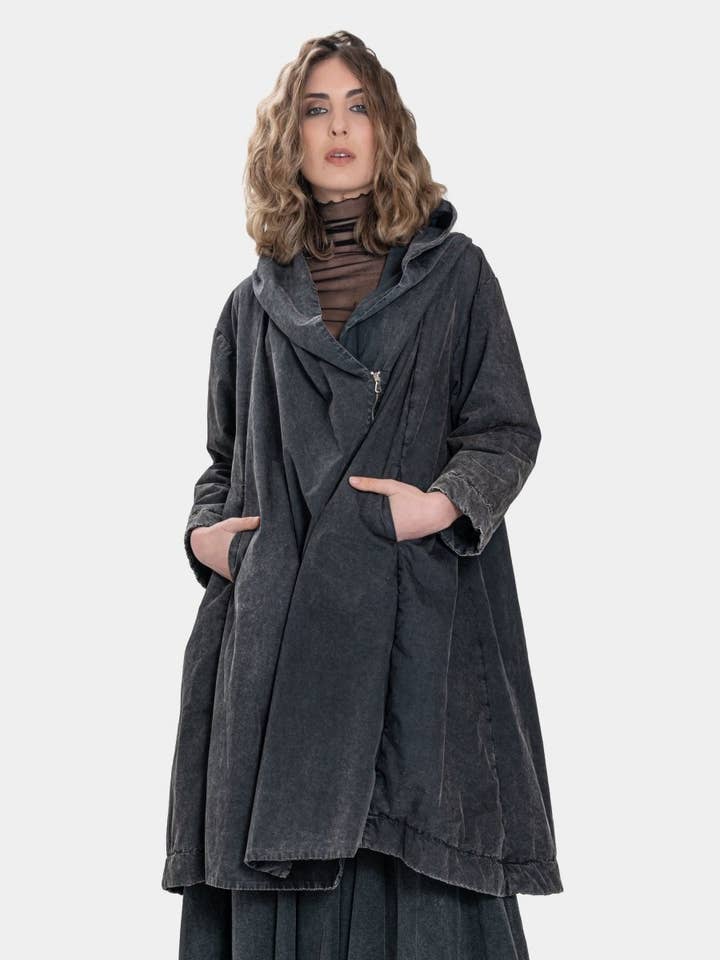 Baci & Amici Fashion - US Continental - Wholesale Coat - Women's - Zip Up Hooded Swing Coat10