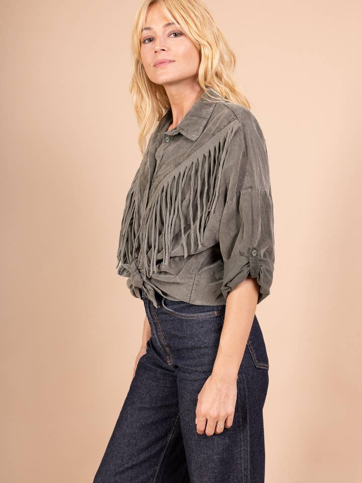 Pépouz' Paris - Wholesale Button Down Shirt - Women's - Western-style fringed shirt PC254912