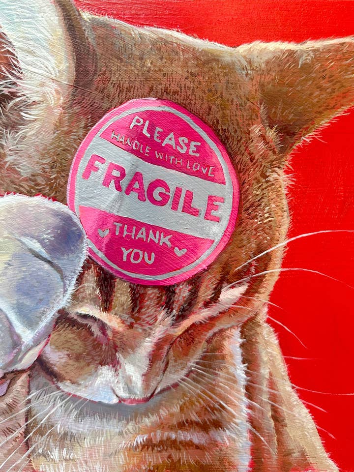 Fragile Orange Cat Art Print, Cute Orange Kitty Poster for wholesale by mohrdoesart