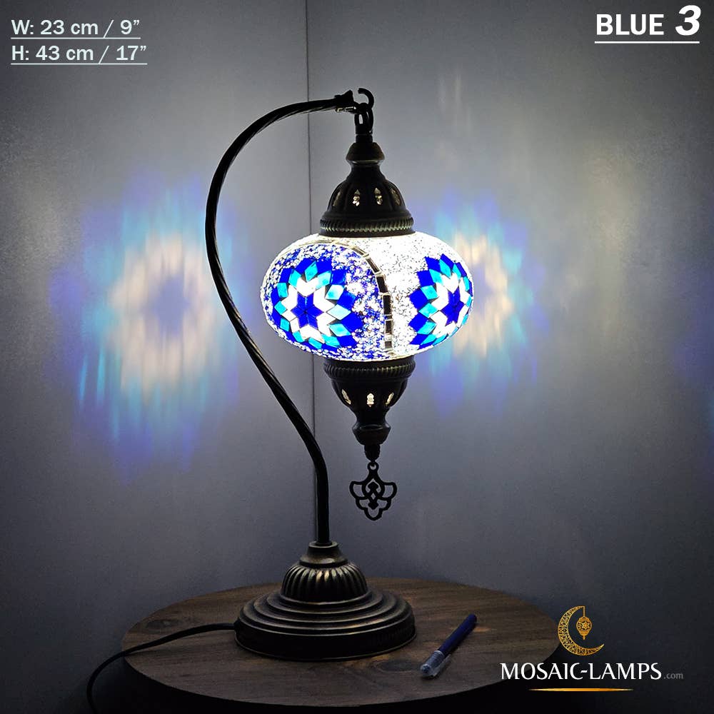 Mosaic Lamps - Wholesale Accent/Desk Lamp - 10+Colors - Gooseneck Large Globe Mosaic Table Lamp, Turkish4