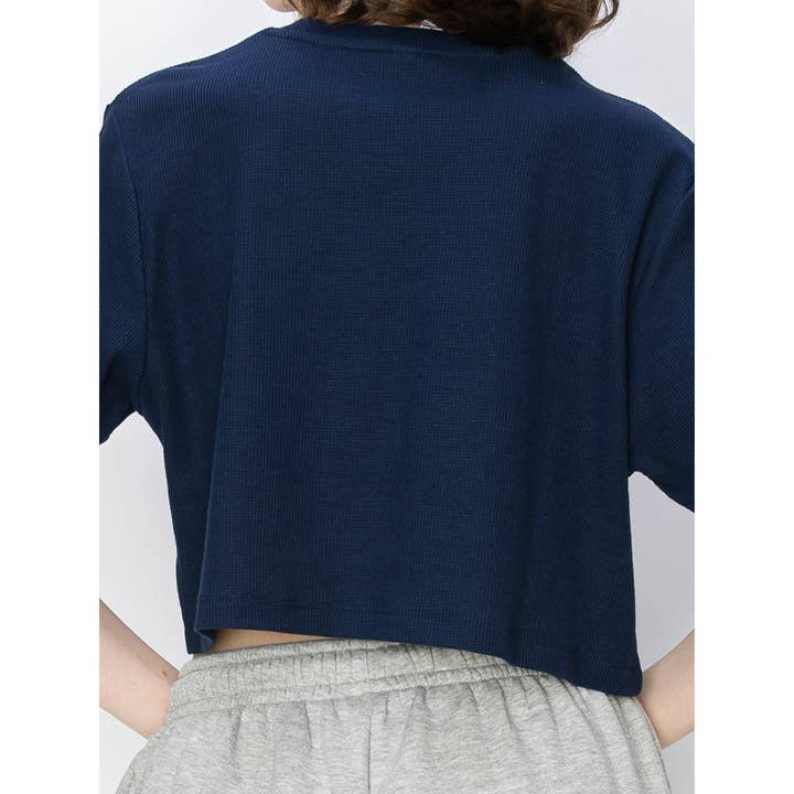 UP CLOTHING - Wholesale T-Shirt - Women's - Cropped Oversized Short Sleeve Thermal T Shirt Top