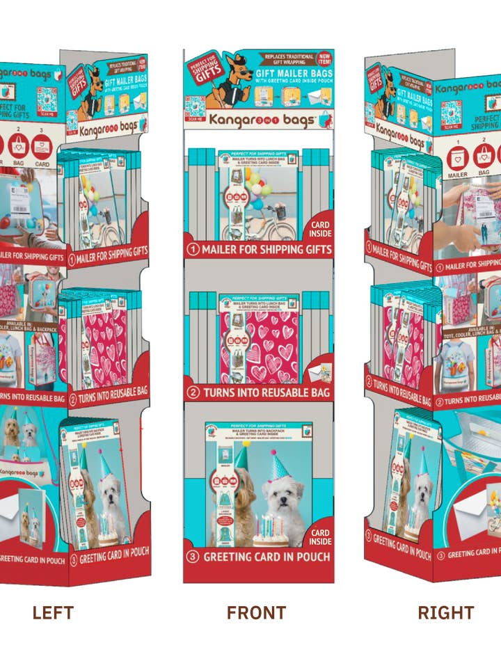 Kangaroo-tassen vloerdisplay - Lunchtassen en rugzakken voor wholesale door Kangarooo Bags