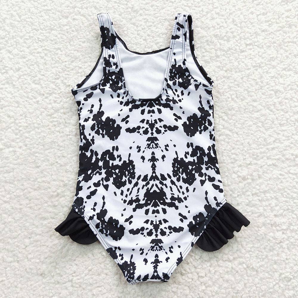 Aier Wholesale - Wholesale One Piece Swimsuit - Kids - Baby Girls Summer Cow Print One Piece Swimsuits1