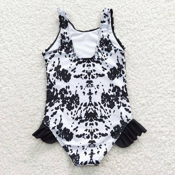Aier Wholesale - Wholesale One Piece Swimsuit - Kids - Baby Girls Summer Cow Print One Piece Swimsuits1