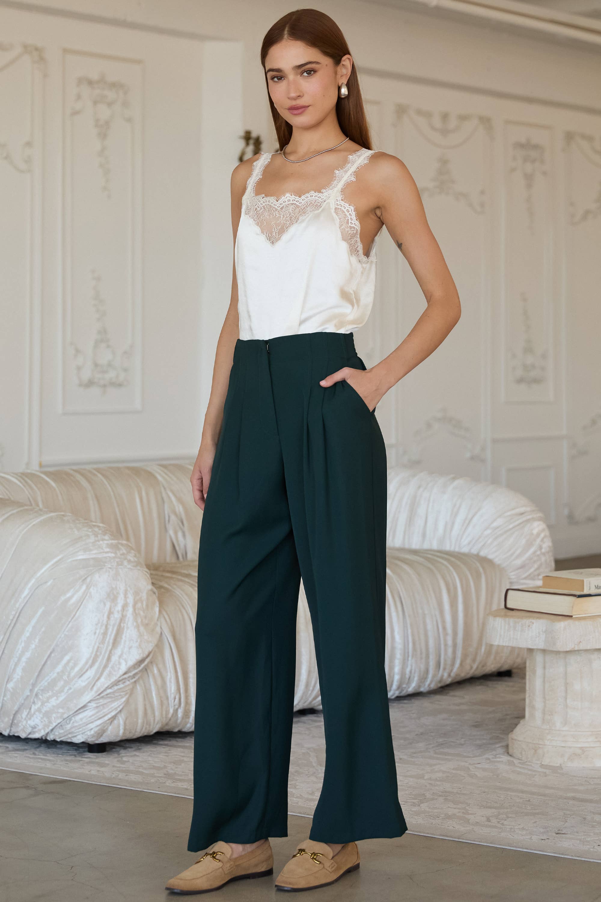 SKIES ARE BLUE - Wholesale Pants - Women's - Recycled Poly Wide Leg Pants0