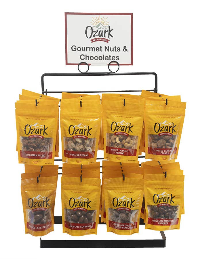 Ozark Nut Roasters - Wholesale Nuts - 8 case Starter Pack & Forward Facing Merchandiser
