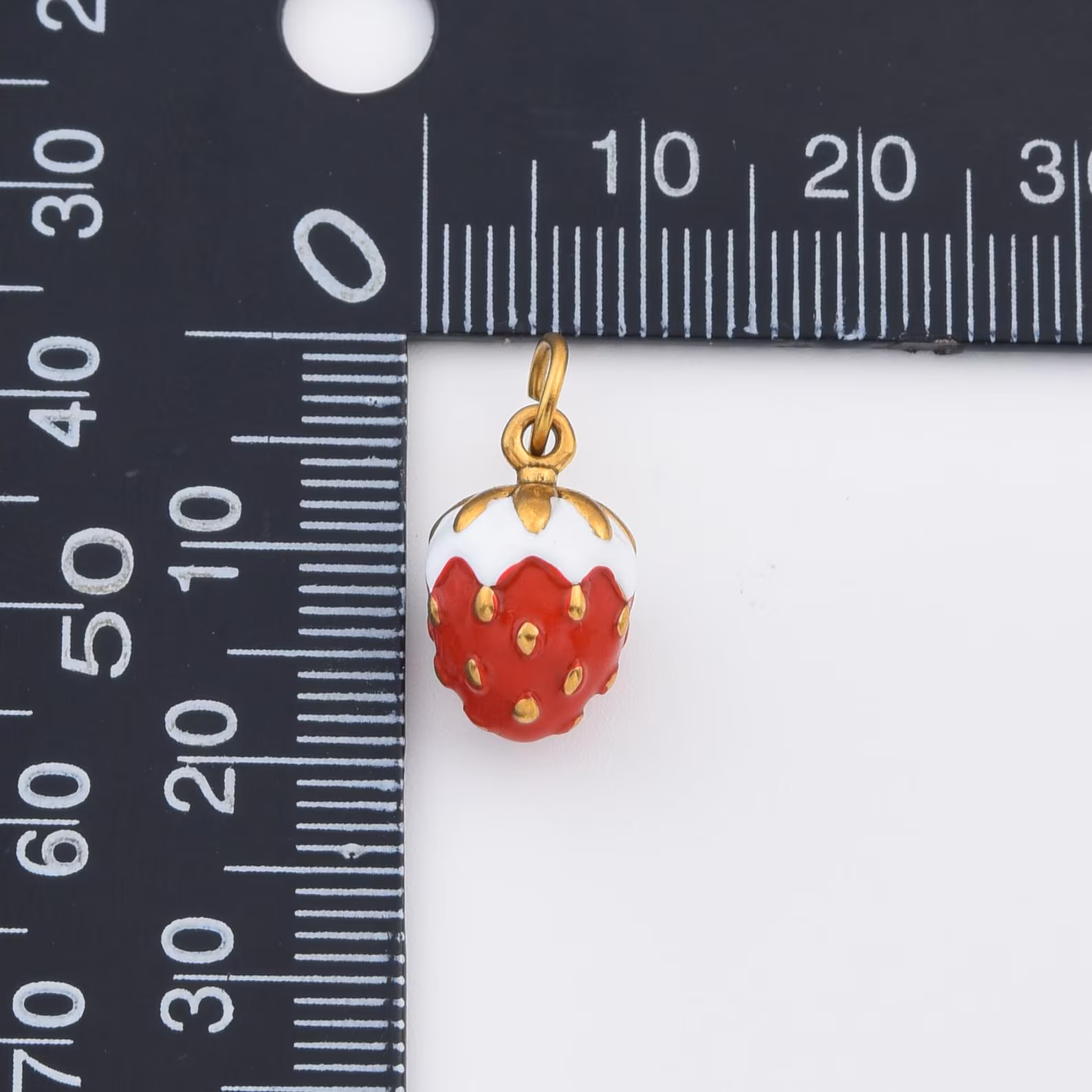Beads Creation - Wholesale Individual Charm/Pendant - Strawberry Charm Gold Filled Enamel Fruit SCP1941