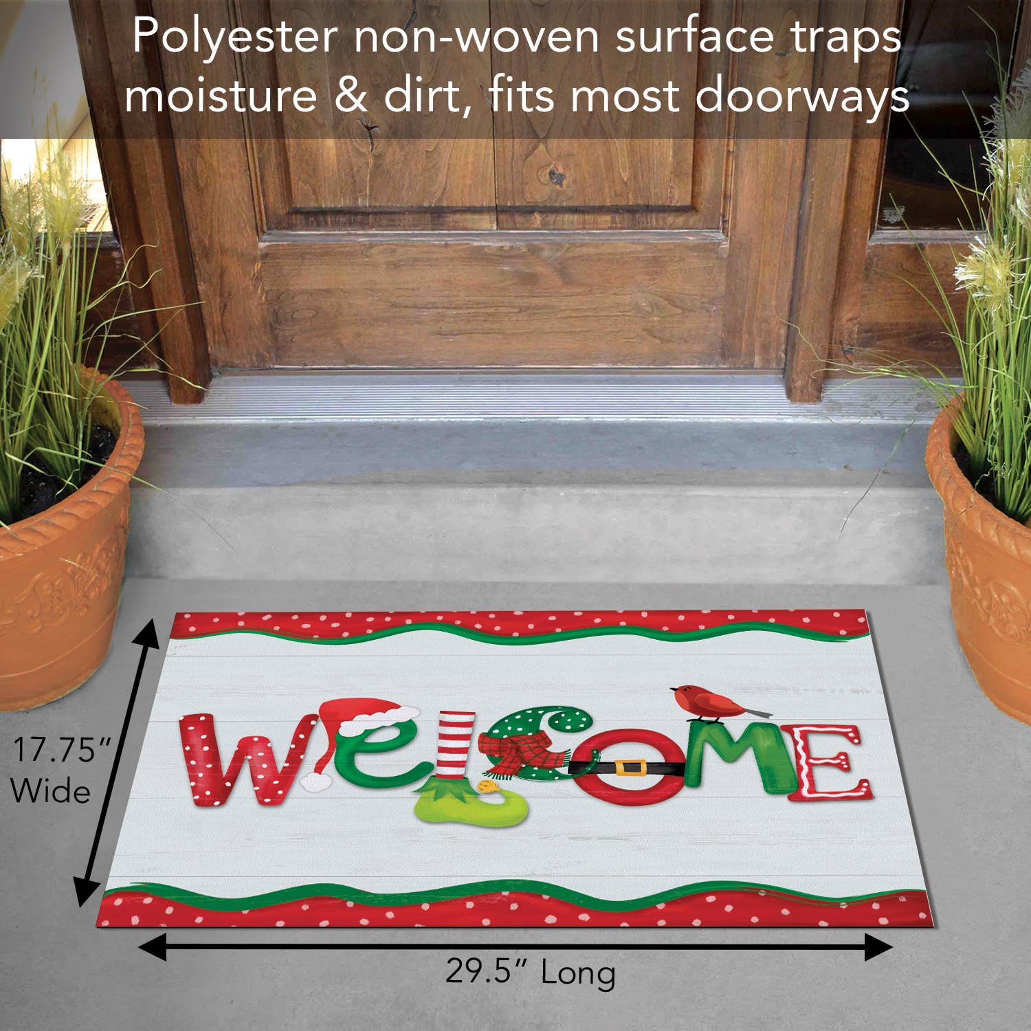CounterArt/Highland Home/Thirstystone – Engroshandel Dørmåtte – Julen Velkommen Indendørs/Udendørs Entryway Mat2