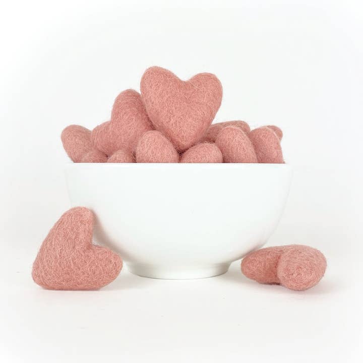 Light Pink Hearts- Set of 20 for wholesale by Sheep Farm Felt