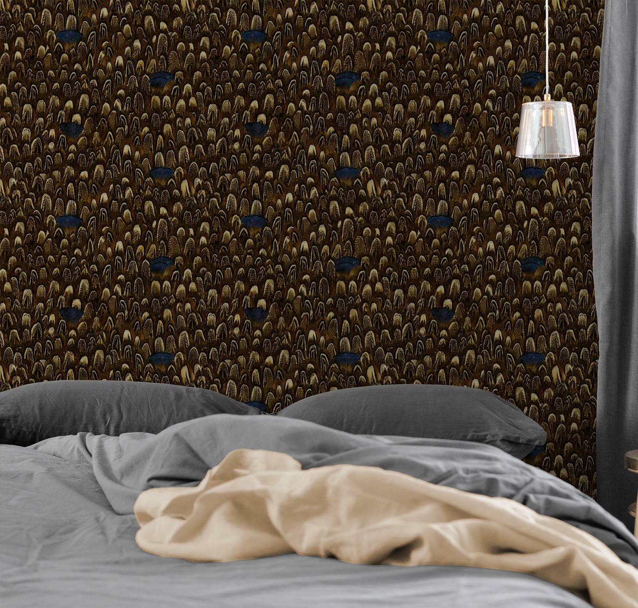 Mineheart – wholesale Wallpaper – Exotic Feathers Yellow and Blue Wallpaper2