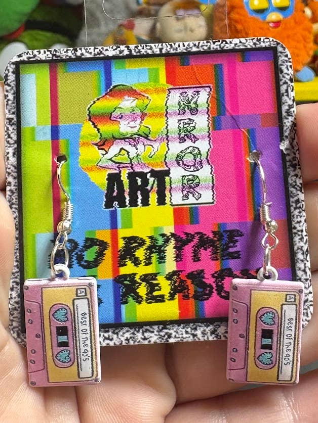 Best of the 90s Cassette Earrings for wholesale by NO RHYME OR REASON ART