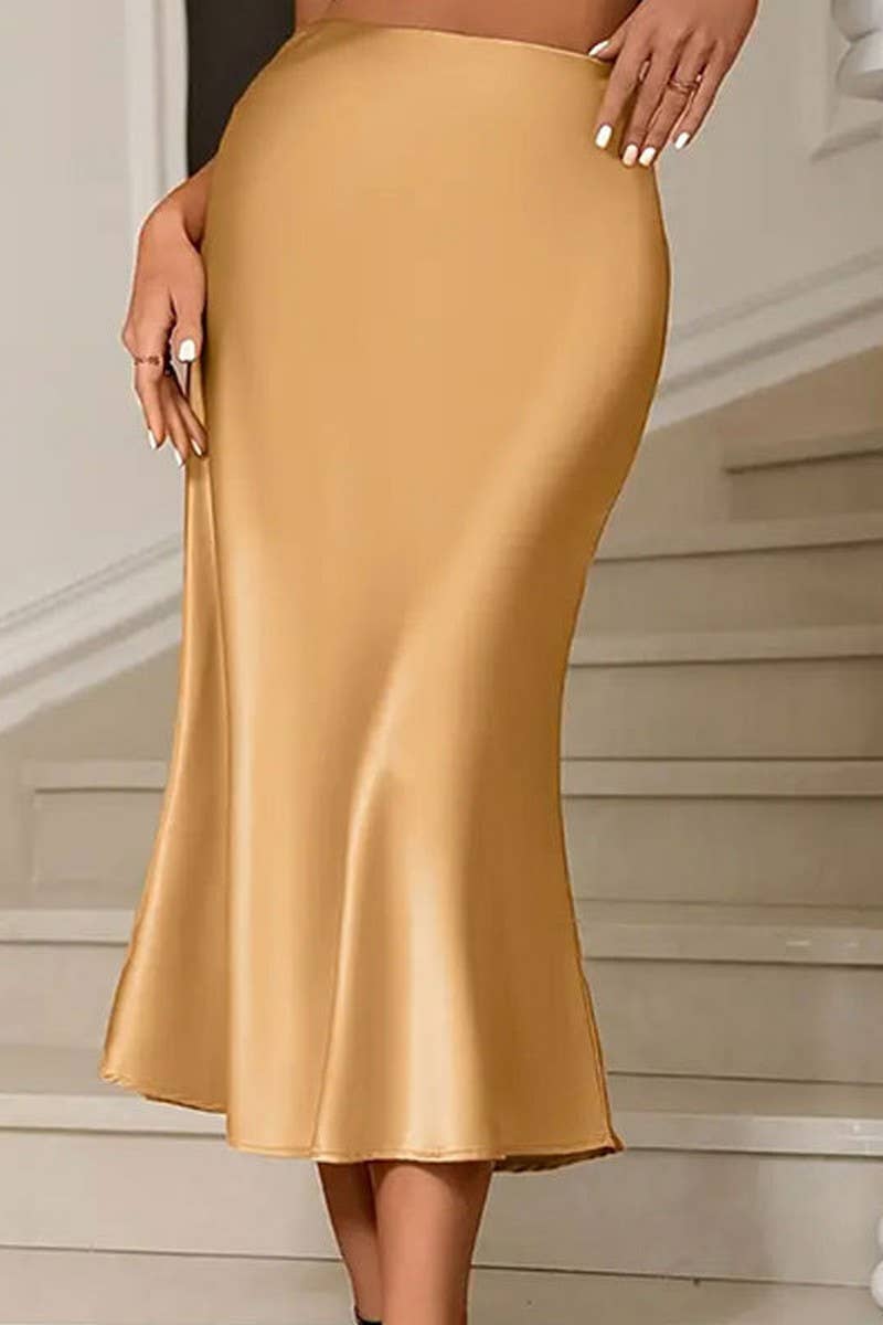 NINEXIS - Wholesale Skirt - Women's - CWBLS0432_ELEGANT SOLID COLOR A-LINE SATIN SKIRT10