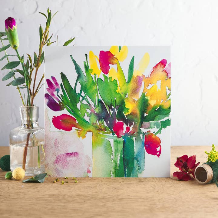 Tulip Vase Greetings Card for wholesale by Diana Fegredo Studio