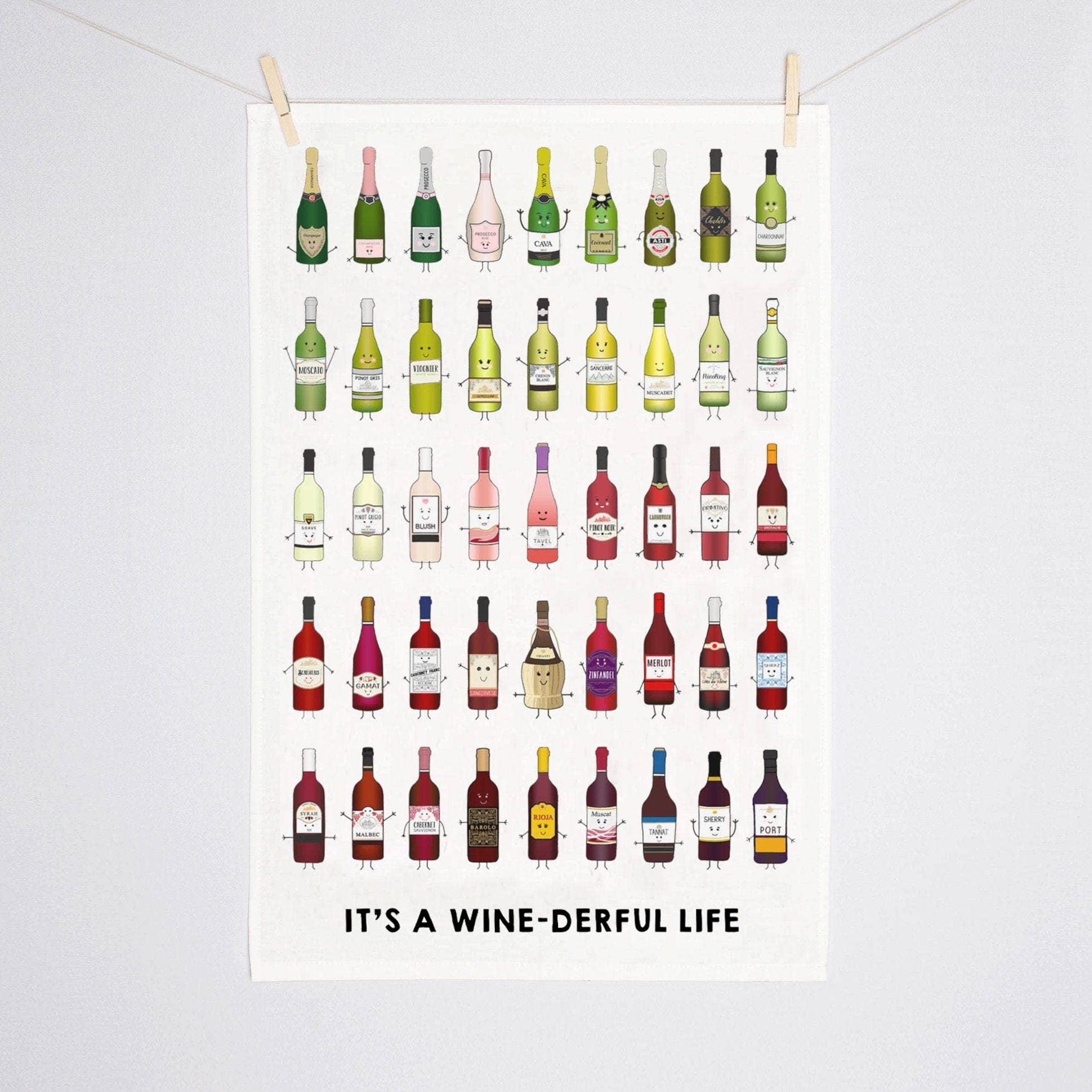 Of Life & Lemons - Wholesale Tea Towel - 'WINEderful' Wine Montage Tea Towel2