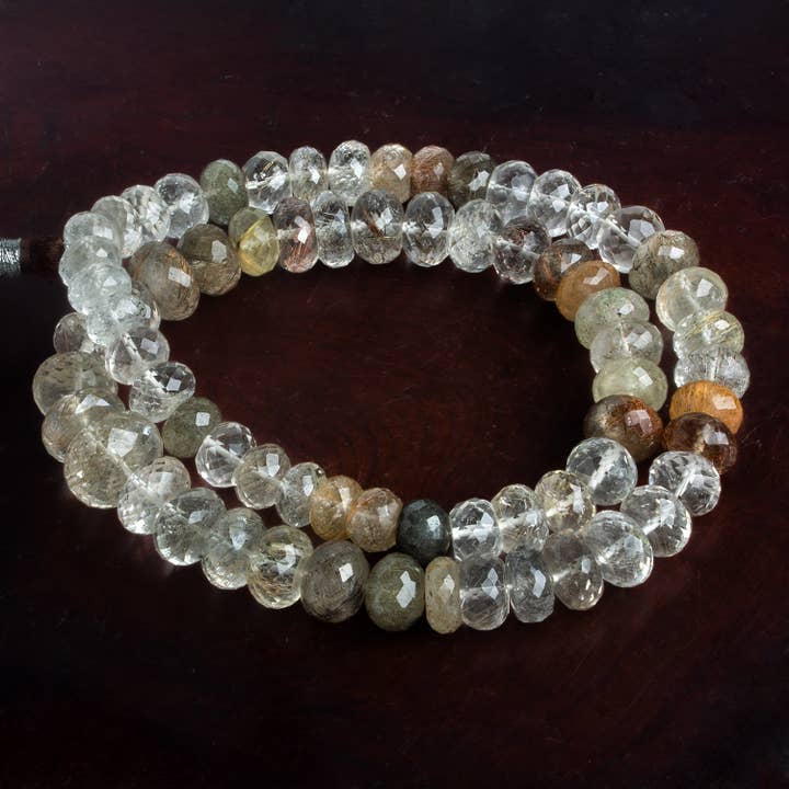 Rondelles facettées en quartz multi-rutilé de 8 à 14 mm, 70 perles pour la vente par The Bead Traders