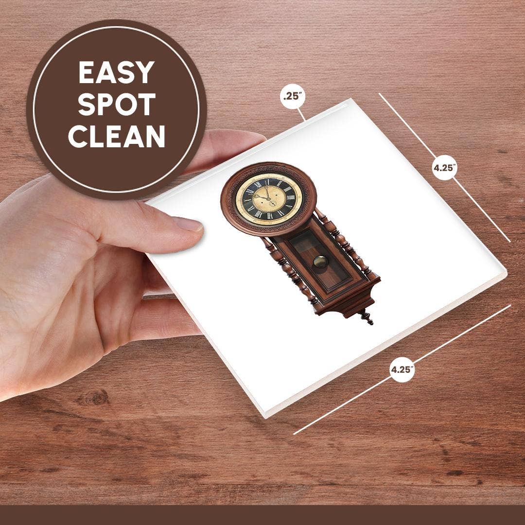 3dRose - Wholesale Coasters - 3dRose, A cherry wood antique clock in thin box form with circular clock top, Coaster6