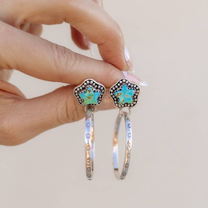 Krush Kandy - Wholesale Hoop Earrings - Star Stamped Hoop Sterling Silver Stone Earring | PREORDER NOW OPEN1