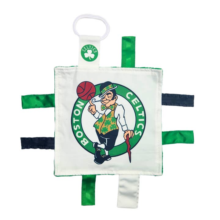 Boston Celtics Basketball Stroller Tag Toy Learning Lovey for wholesale by Baby Jack Distribution