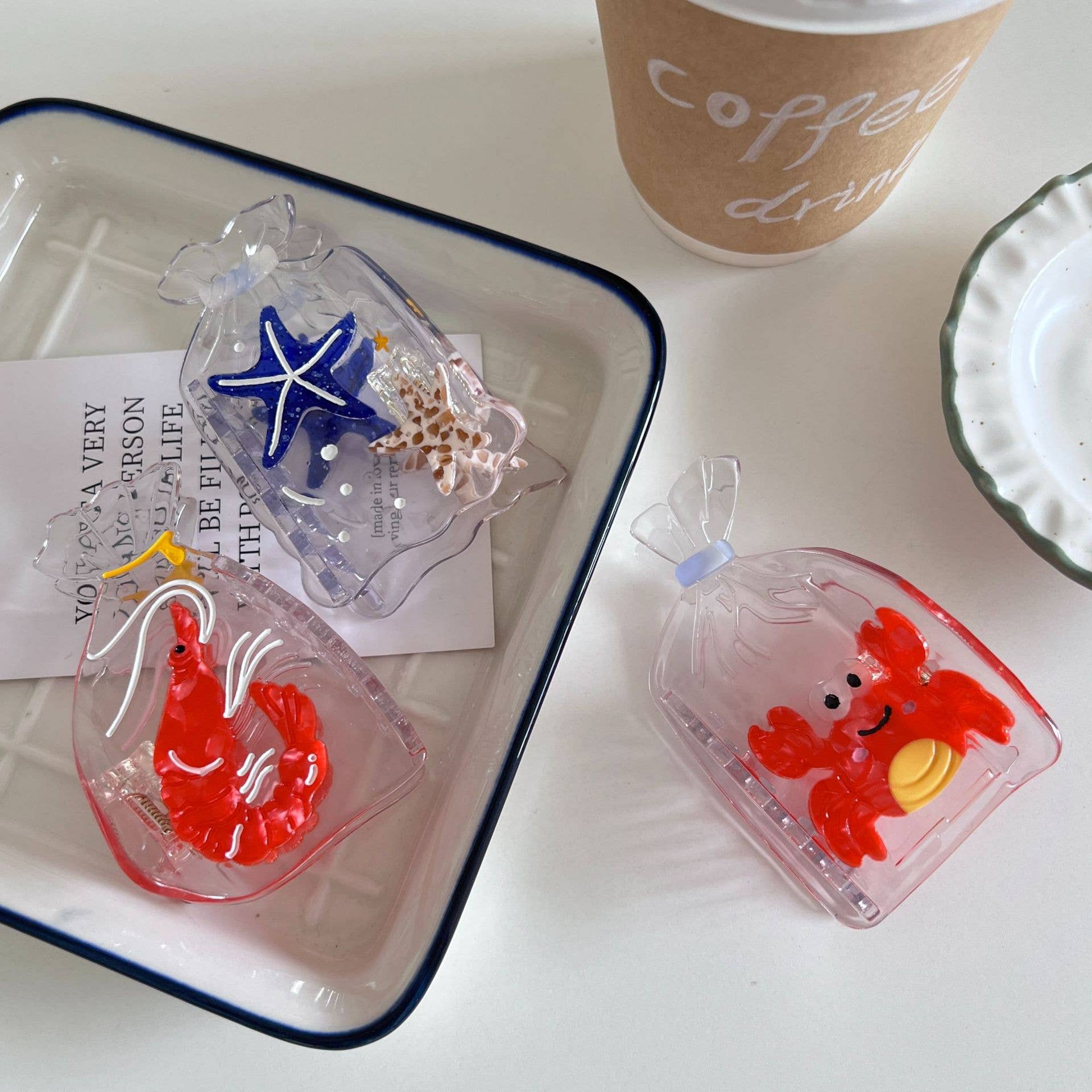 SoapElenGlen – Clips para cabelo - Mulher por atacado – Garrafa de Acetato Transparente com Criatura Marinha Criativa3