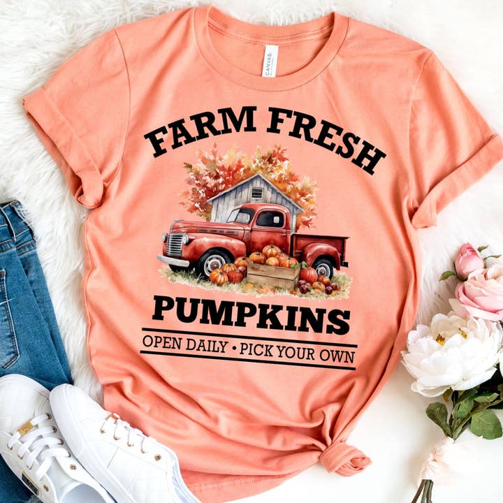 Farm Fresh Pumpkins shirt - Herfstshirt voor wholesale door The Shirt Company