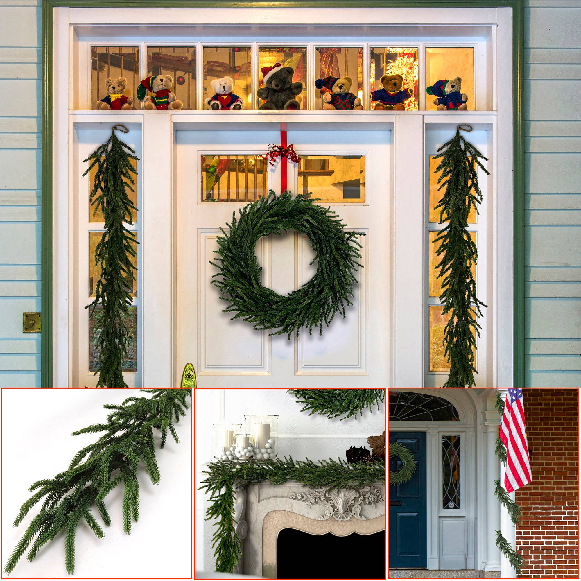 Larksilk - Venta al por mayor Banderines/guirnaldas - Guirnalda navideña Real Touch Norfolk de 6 pies, decoración realista2