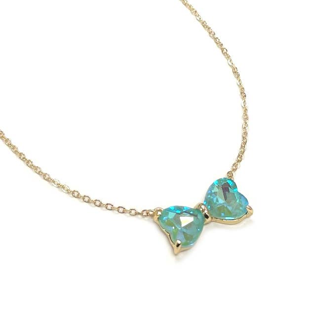 StarryNYC - Wholesale Pendant/Charm Necklace - Bow Shape Heart Glass Crystal Pendant w/ 235 Chain Necklace