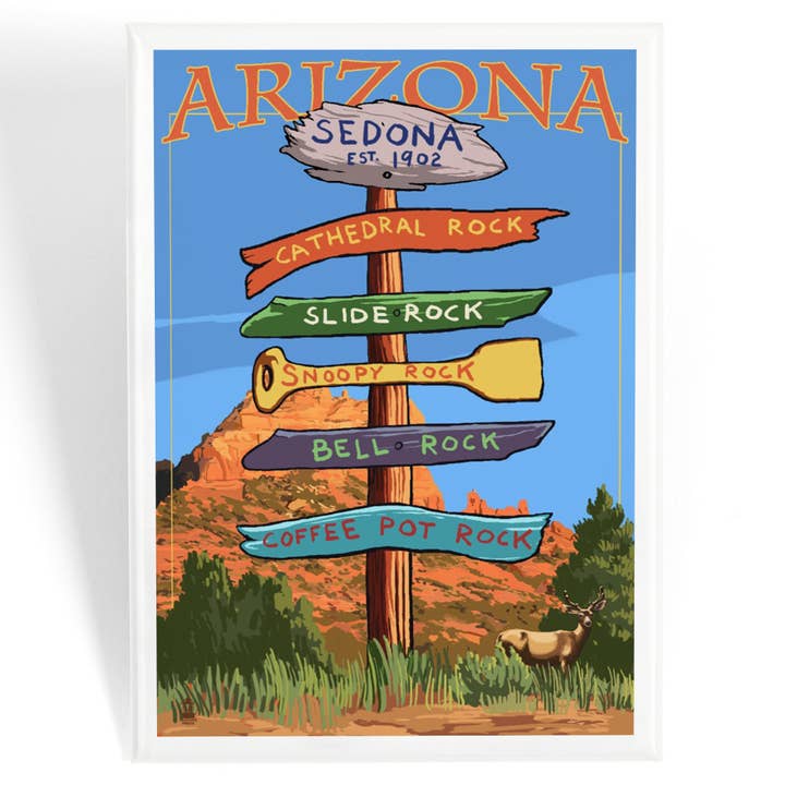 MAGNET Sedona Arizona, Destination Signpost for wholesale by Lantern Press