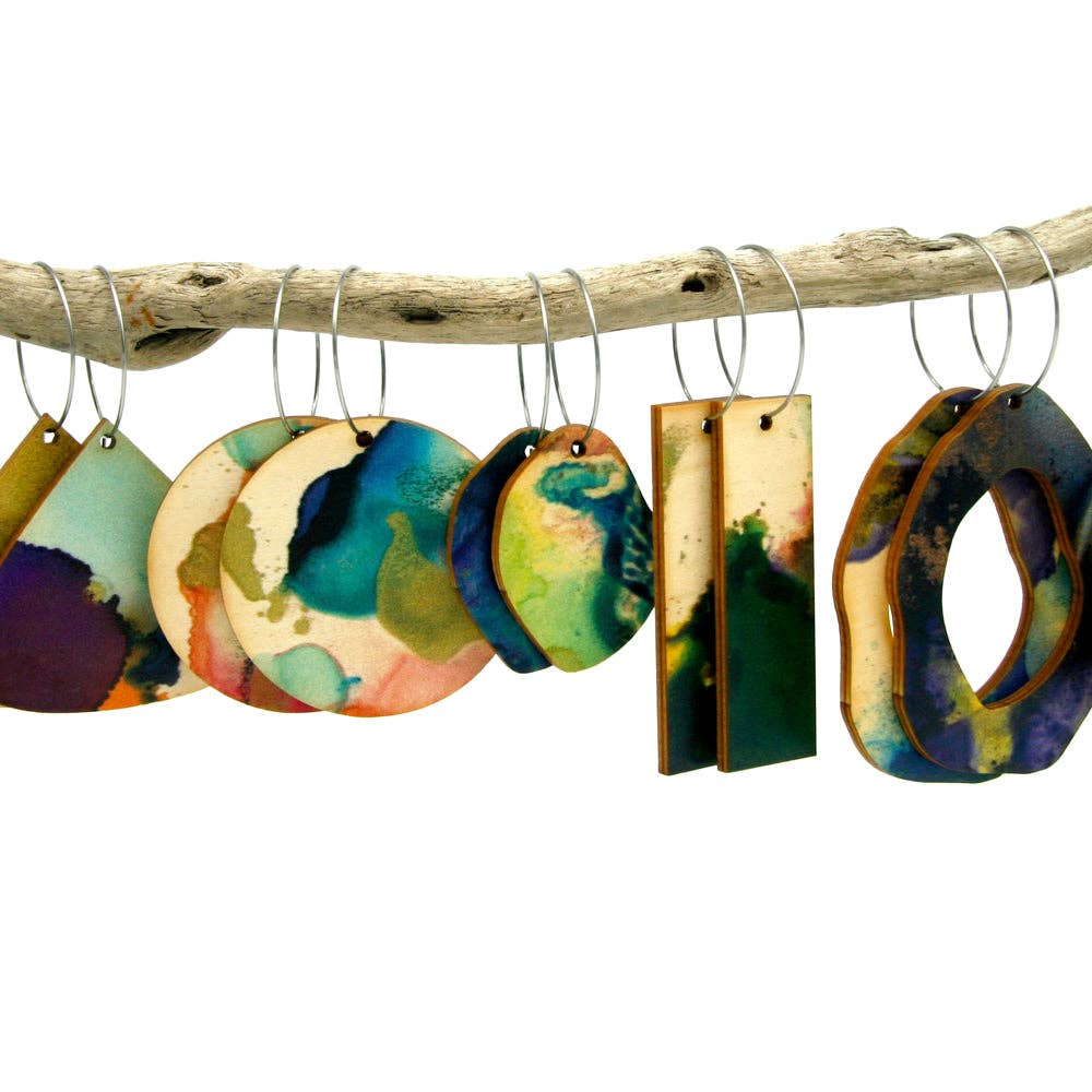 Solart - Wholesale Dangle Earrings - Droplet Lush Wooden Earrings3