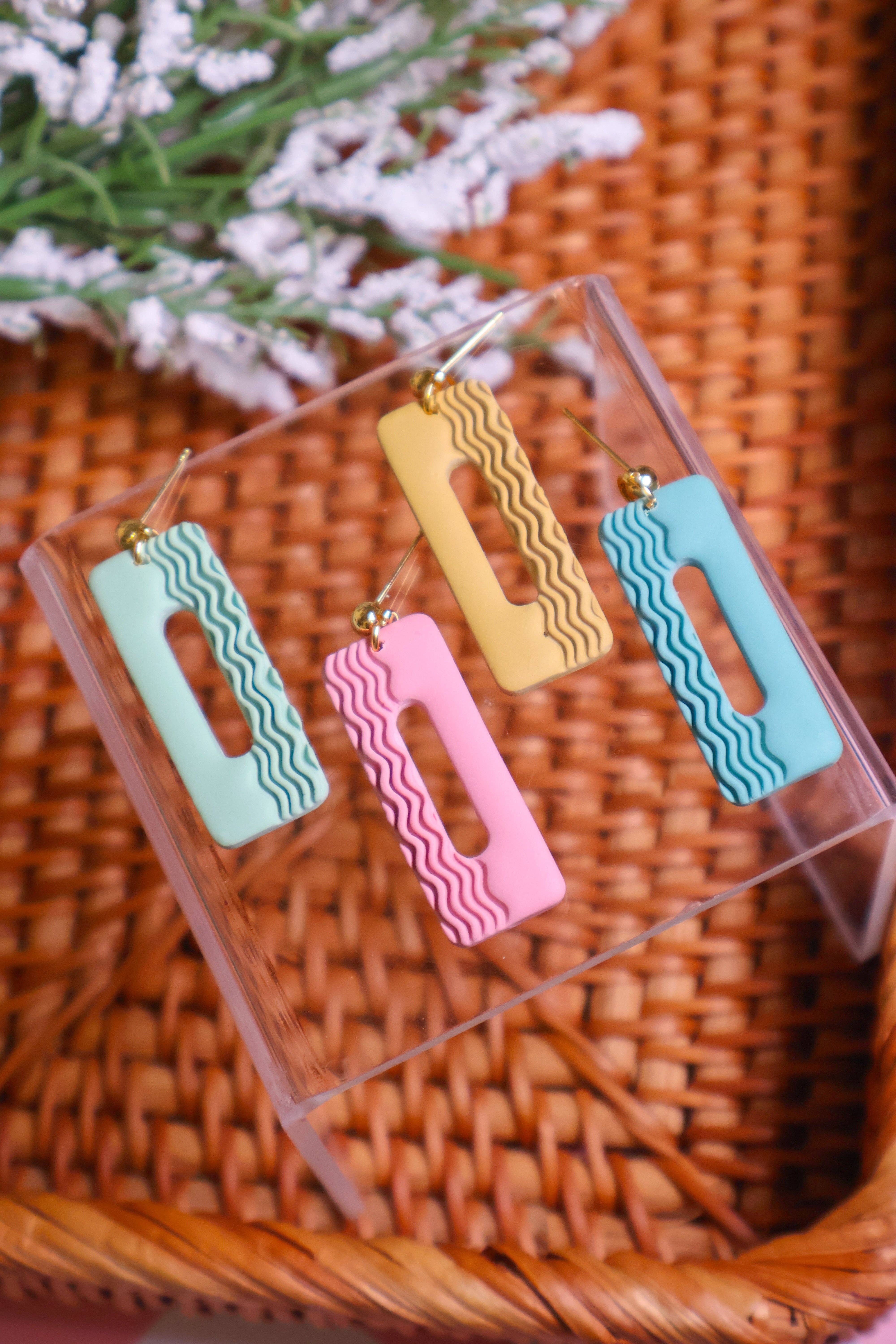 Ivy Lane Clay Co. - Wholesale Dangle Earrings - Ziggy | Rectangle Squiggle Earrings1