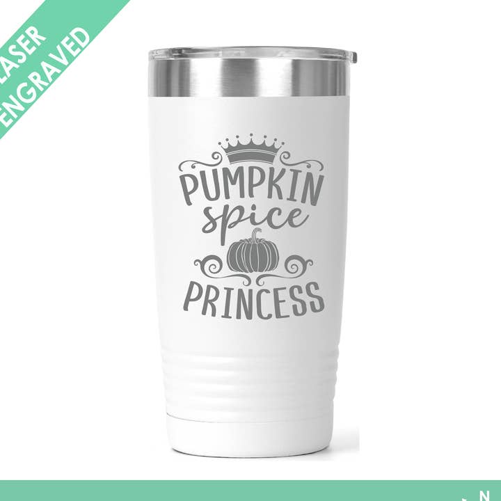 Pumpkin Spice Prinsesse - Efterår Tumbler - Laser Graveret for engroshandel hos Northern Country Girl Designs, LLC