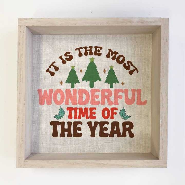 Most Wonderful Time of the Year Retro- Holiday Sign Wall Art for wholesale by Hangout Home