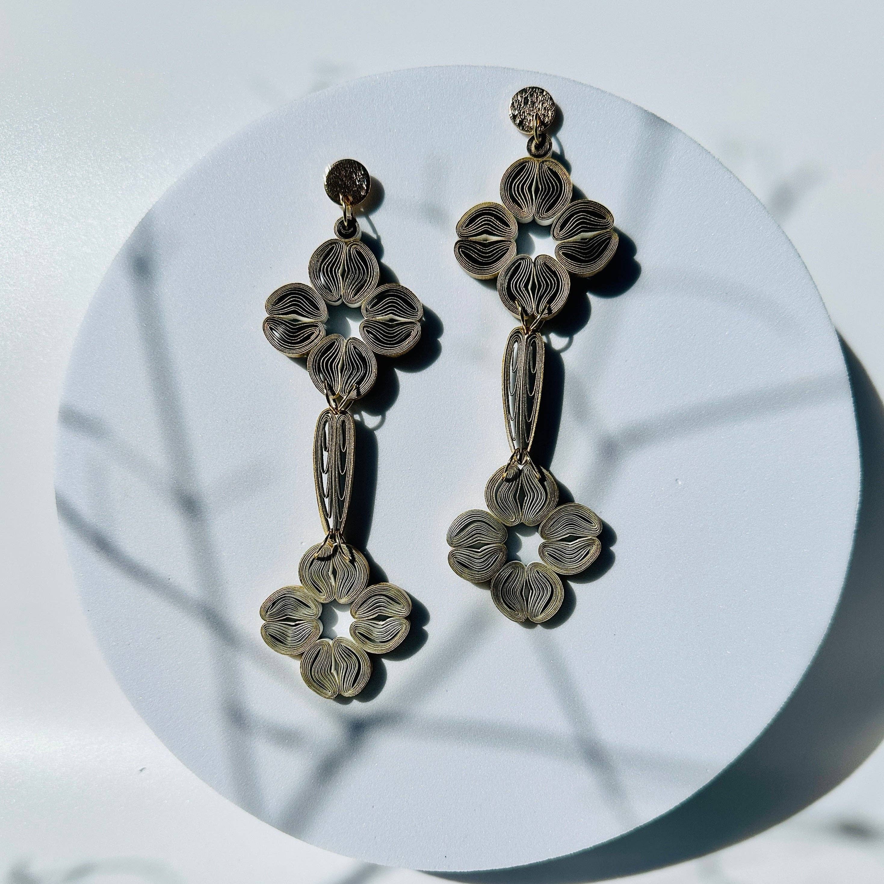 Paper Shaper by Julie - Wholesale Dangle Earrings - Flowerful Cascade Dangle Paper Earrings12