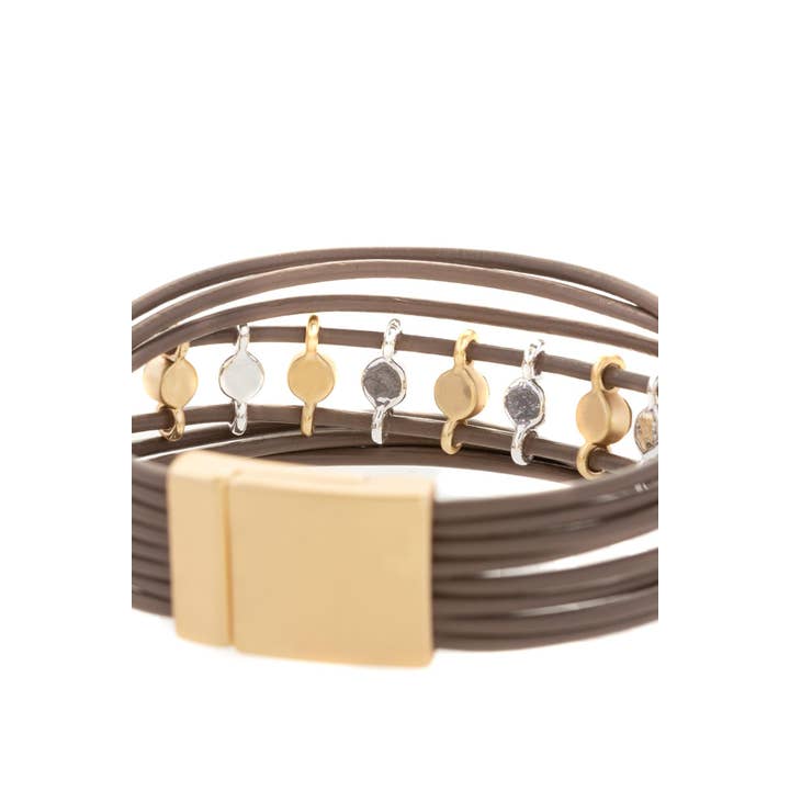 SAACHI - Wholesale Bangle Bracelet - Jewel Leather Wire Bracelet3