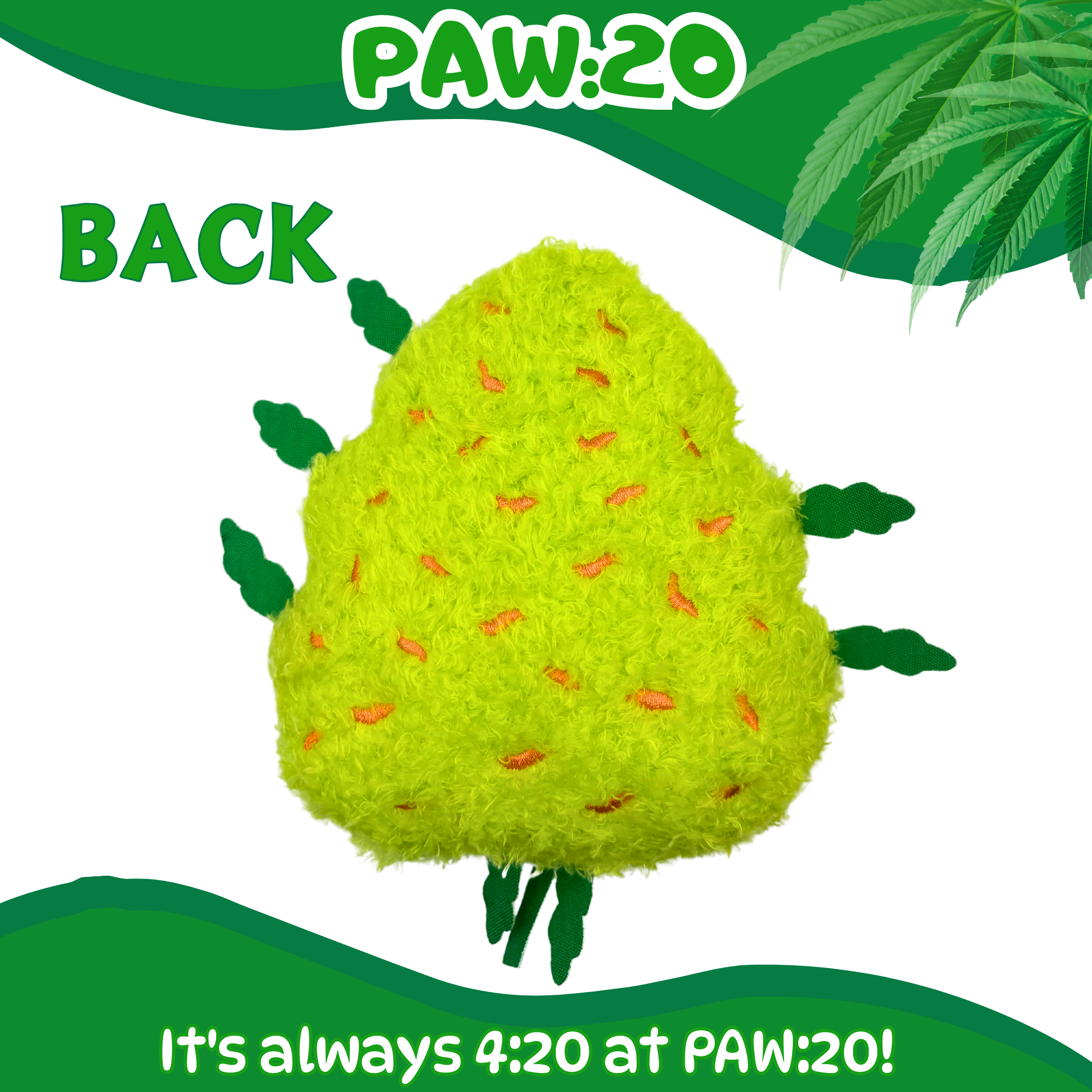 PAW:20 - Wholesale Pet Plush Toy - Dog - Bud the Weed Nug, Parody Plush Squeaker Dog Toy 5