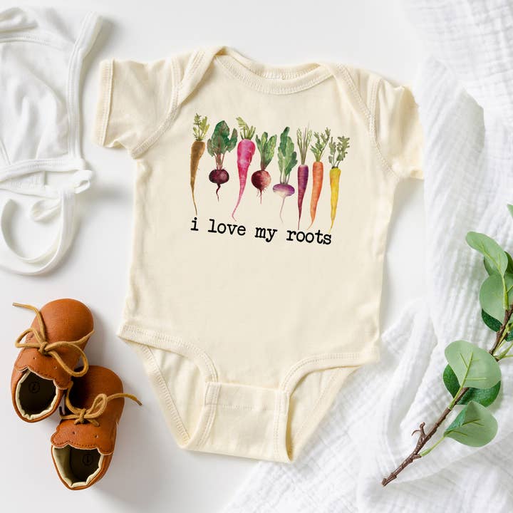 Love You a Latte Shop - Vendita all'ingrosso Tutina (senza piedini) - Neonati - Body per neonato I Love my Roots in colore naturale0