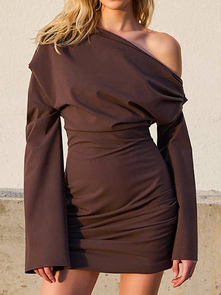 Mccolin - Wholesale Dress - Women's - Off-Shoulder Ruched Mini Dress