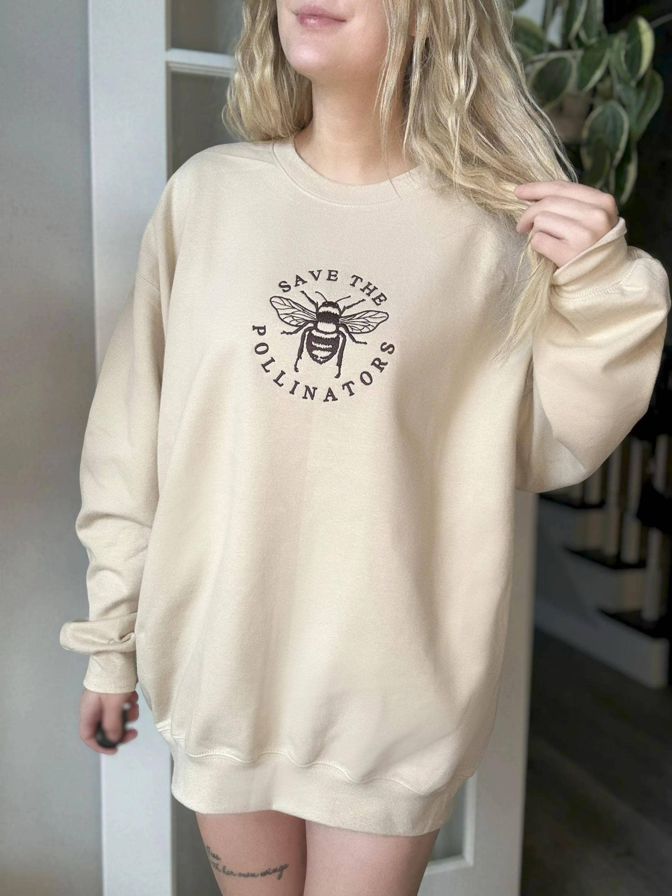 Botanically Insane - Wholesale Sweatshirt - Unisex - Save the Pollinators Embroidered Crewneck Sweatshirt2