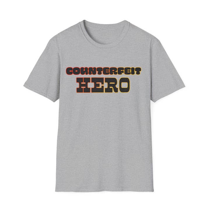 Unisex Fälschung Held Grafik Softstyle T-Shirt für den Großhandel von Quixotic Caverns Trading Company