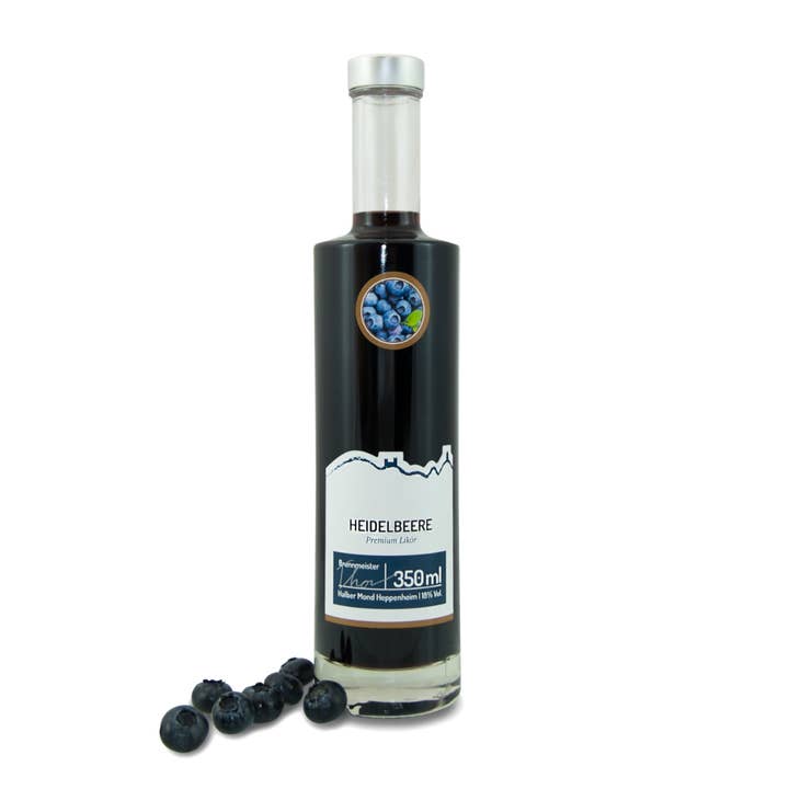 liquore premium ai mirtilli 18% alc. vol per la vendita all'ingrosso da parte di Weinbrand 1848