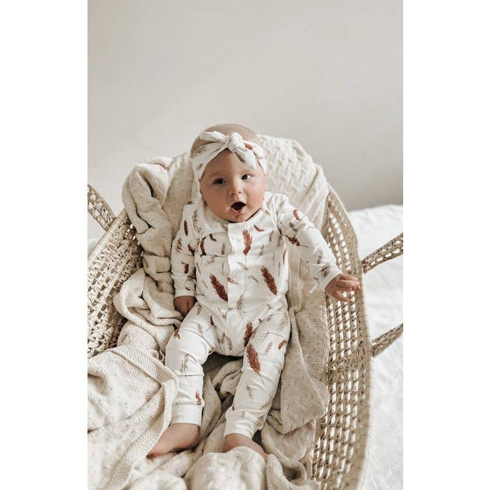Cute Little You - Vente Barboteuse – bébé - Grenouillère avec motifs plumes de pampas | Blanc cassé2