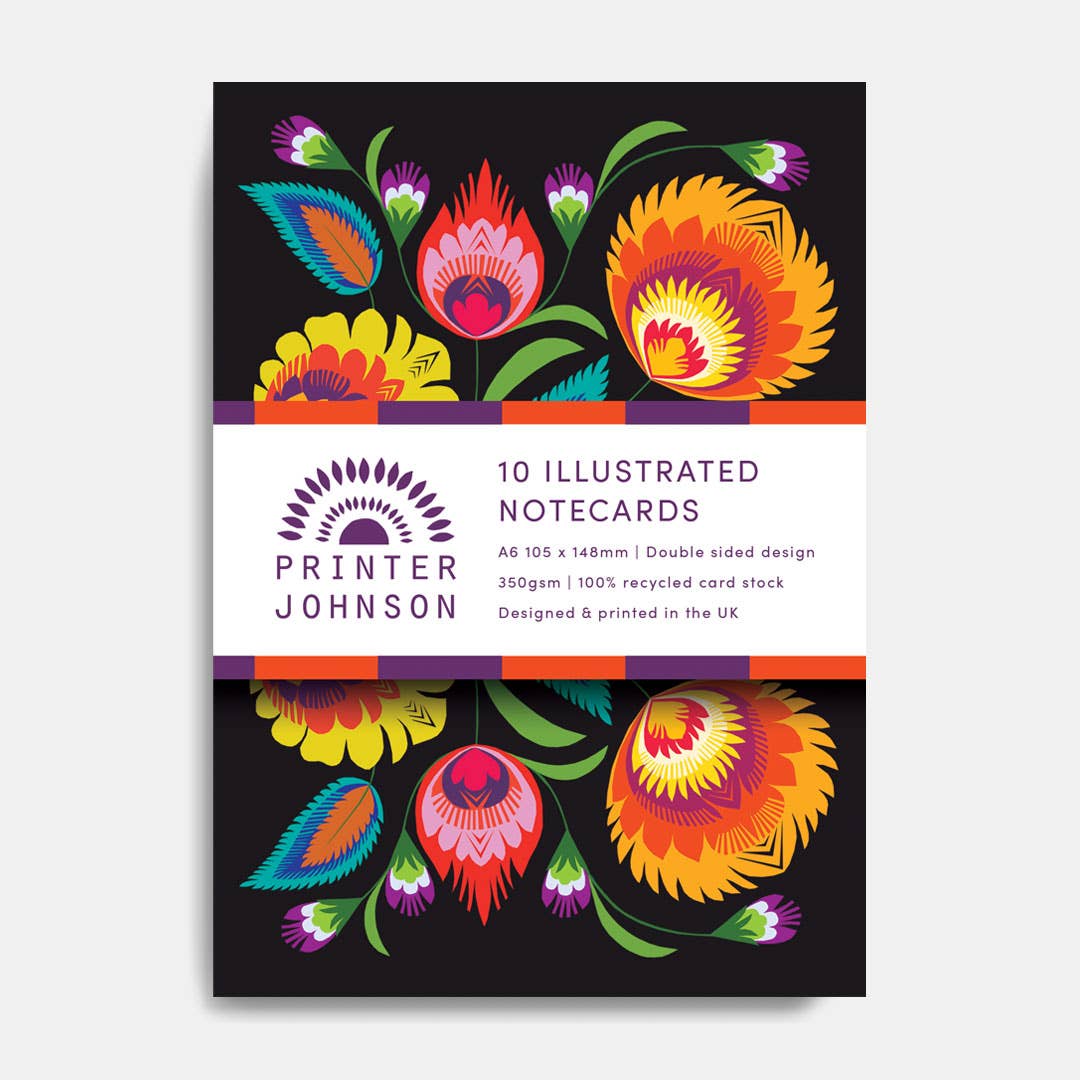 Printer Johnson Ltd – wholesale Stationery/notecard set – Wycinanki notecard set | 10 Polish folk art notecards0