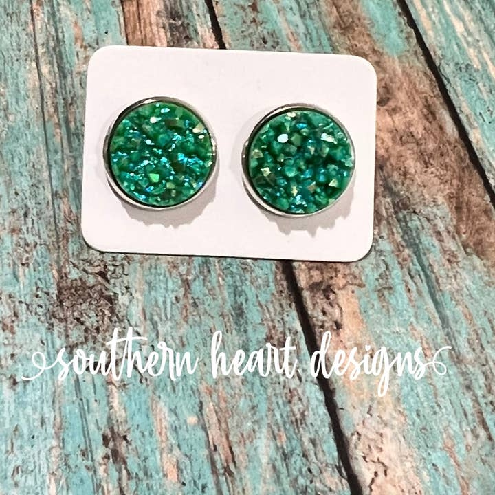 Green Stud Earrings for wholesale by Southern Heart Designs