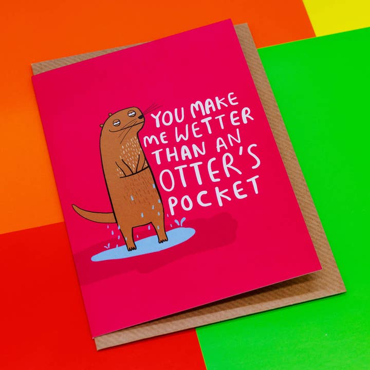 Katie Abey - Wholesale Valentine's Day Card - Otters Pocket A6 Greeting Card1