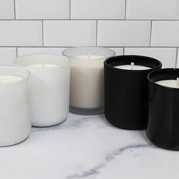 EnZebra Luxury Scented Candles - Wholesale Drinking Glass/Cup - High Gloss 14 oz Glass Tumbler White or Black