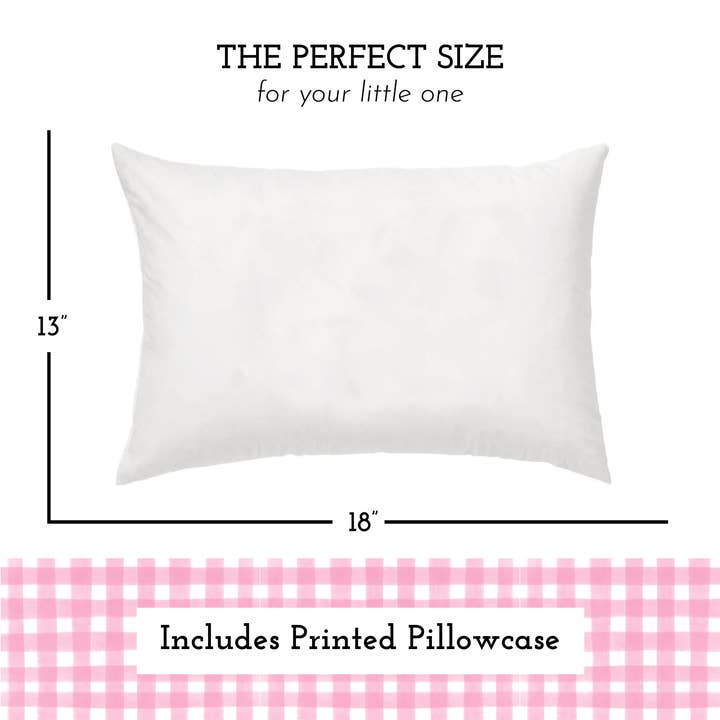 Little Sleepy Head - Wholesale Pillow/Cushion - Kids & Baby - Toddler Pillow + Pillowcase Set - Gingham Pink - 13"x18"1