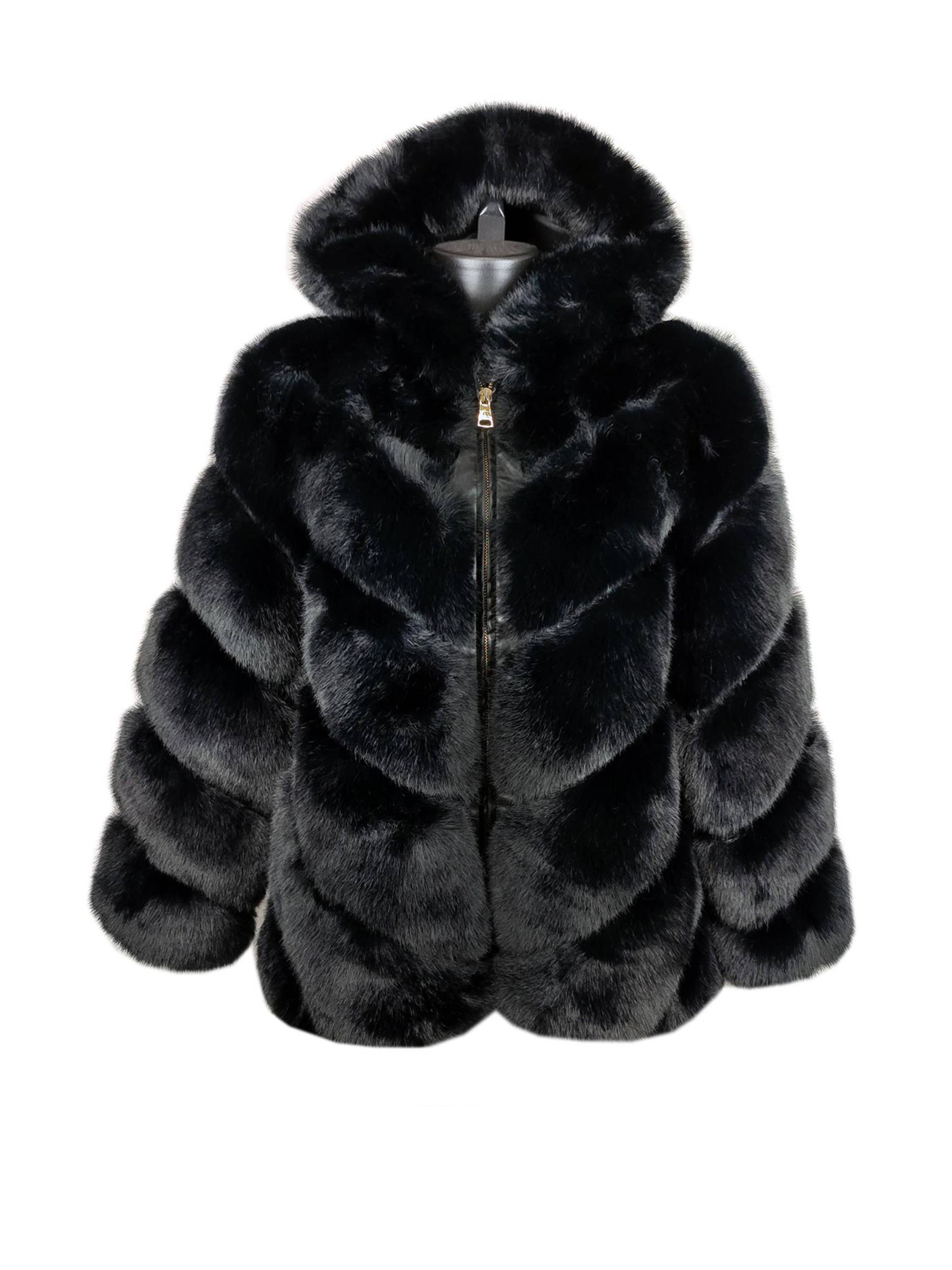 Florence Leather – wholesale Päls/fuskpäls - Dam – Eco pälsjacka med huva och dragkedja7