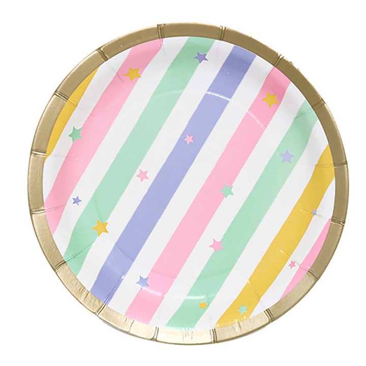 MI FIESTA - Wholesale Disposable plate - Pastel Colors Cardboard Round Plate Set (8 count)