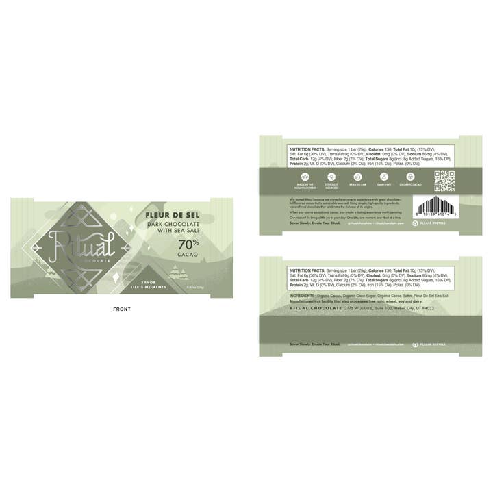 Ritual Chocolate - Wholesale Chocolate Bar - Fleur de Sel Mini Bar 25g, Dark Chocolate 70% Cacao2