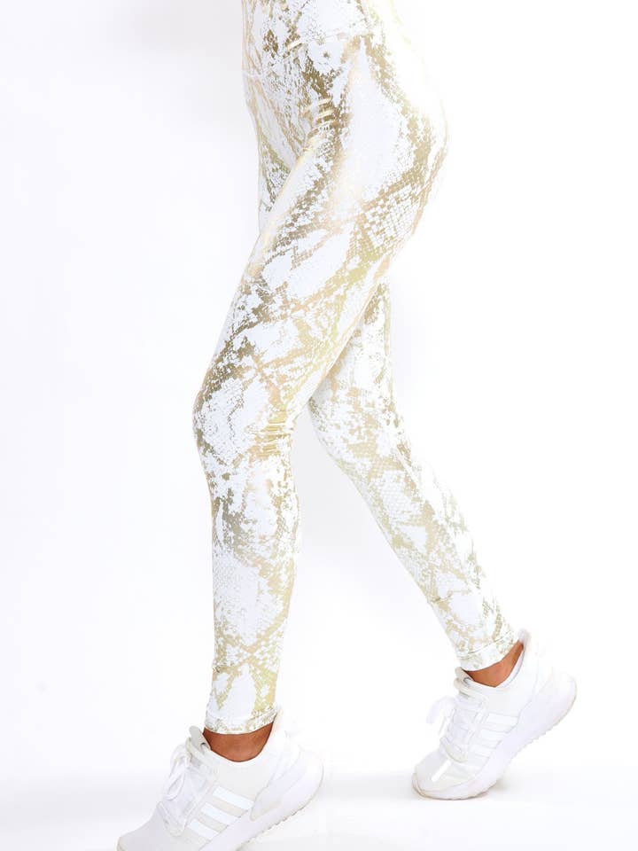 Ariel Snakeskin Fitness Leggings - White for wholesale by Style Sapphire