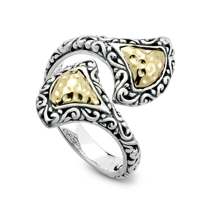 SS/18k Hamrad Gold Fan Bypass Ring för wholesale av Eli Pebble